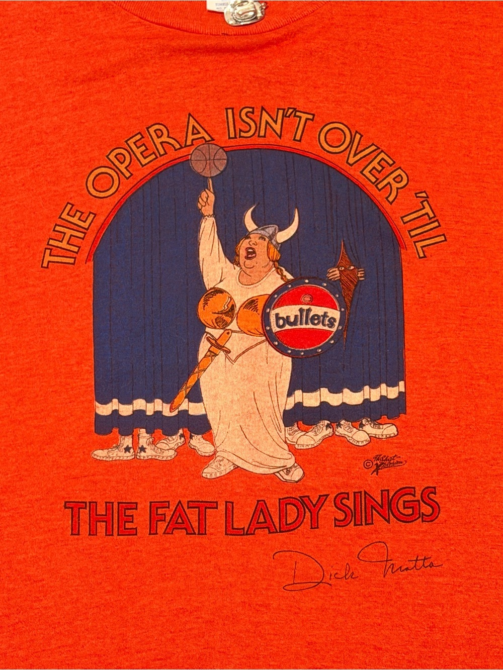Vintage 1978 Baltimore Bullets Basketball Operations Fat Lady Shirt Dick Motta L